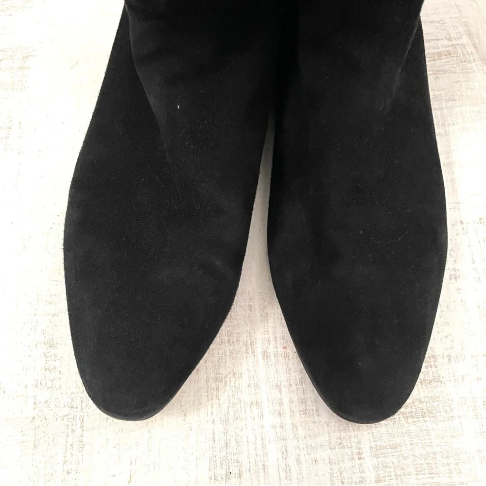 Tory Burch Black Suede Leather Knee-High Riding Boots Fold Over Size 9M